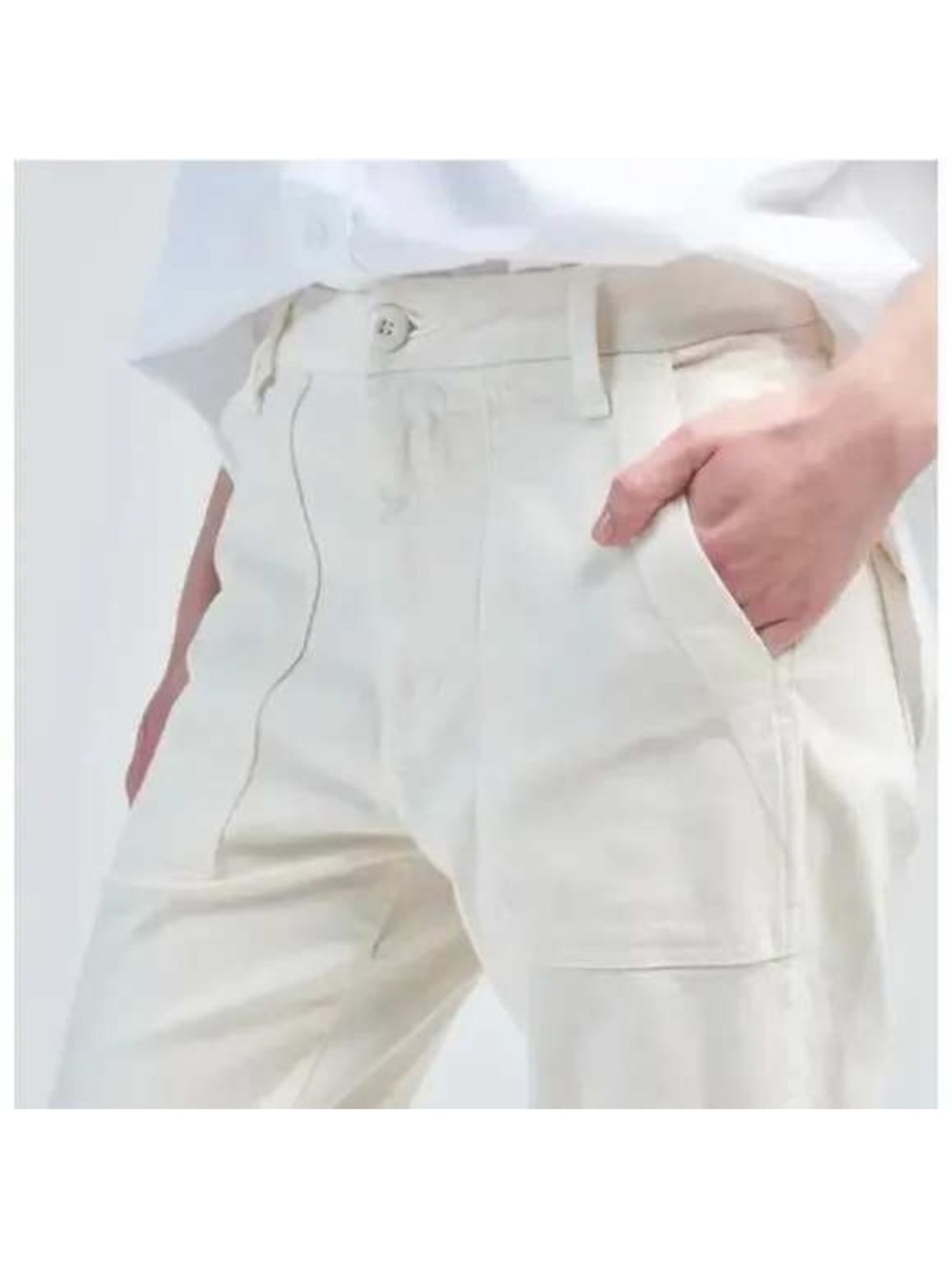 AMO Easy Army Trousers In
Bone Color Straight Leg Raw Hem Women’s 28 - Picture 2 of 13